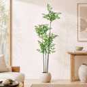 5ft Faux Nandina Domestica, Artificial Bamboo Potted Floor Plant, Realistic Low Maintenance Greenery for Indoor Outdoor Garden Entryway Office Modern Farmhouse