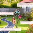 Multi-Bird Houses for Outside with Pole, Colorful Durable Birdhouse on Stake, 3 Rooms, Metal Bird Houses for Outside, Garden Yard Decor