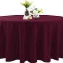 120 Inch Stain and Wrinkle Resistant Washable Polyester Table Cloth, Decorative Table Cloth for Dining Table, Buffet Parties and Wedding, Burgundy