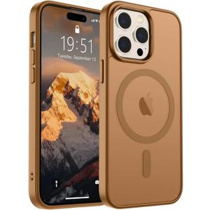 SUPFINE Magnetic for iPhone 14 Pro Case (Compatible with MagSafe) (Military Grade Drop Protection) Translucent Matte Shockproof Phone Cover,Brown