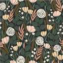 2 x HAOKHOME Peel and Stick Wallpaper Floral Removable Stick on Contact Paper for Bathroom Green/Beige/Black 17.7in x 9.8ft