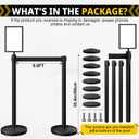 4-Pack Black Stainless Steel Crowd Control Stanchions, 9.8 ft Retractable Black Safety Belts with 1 Sign Holder(Black Belt)