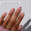 BTArtbox French Tip Press On Nails - Date Night, Lamp-Curable 3D Red Lips Short Almond Press On Nails with Glue and Adhesive Tabs for Women in 16 Sizes - 32 Nails All-in-One Kit