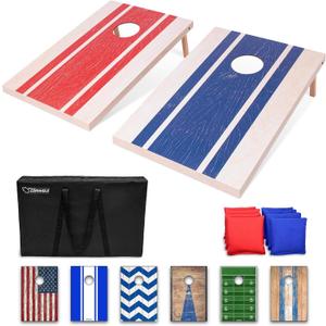 GoSports Portable Cornhole Sets, 8 Styles Choose 4 x 2 ft or 3 x 2 ft - Boards Include 8 Bean Bags, Travel Case, and Game Rules