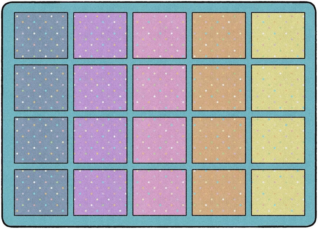Flagship Carpets Happy Squares Educational Area Rug for Kids Room Seating Dcor, Children's Classroom, Play Carpet for Teaching and Playroom, Seats 20, 6' x 8'4", Multi-Color