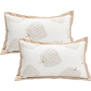 BirdNest Fall Pillow Covers Pumpkin Throw Pillowcase Pack of 2 Thanksgiving Decoration Embroidery Modern Jacquard Couch Cushion Covers for Autumn Fall Decorations (Pumpkin,12x20 Inch)
