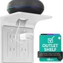 WALI Double Outlet Shelf Wall Holder Bathroom Shelf Duplex for Electric Toothbrush, HomePod Mini, Echo Dot & Phone Charging White (DLS001)