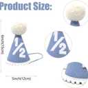 Blue Handmade 1/2 High Chair Banner with Cone Birthday Hat for Half Way To One Baby Boy 6 Months Half Birthday Decorations