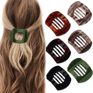 6Pcs Flat Hair Clips for Women,Volume Flat Top Round Pink Clip for Thick or Thin Hair,Picura Large Hair Claw Clips Strong Hold No Slip Hair Barrettes