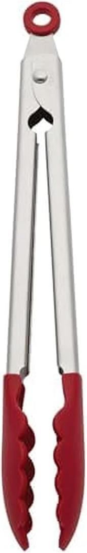KitchenAid Silicone Stainless Steel Tongs, 12 Inch, Red