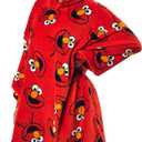 Sesame Street Elmo Character Heads All-Over Print Red Long Oversized Hoodie Wearable Blanket-OSFA