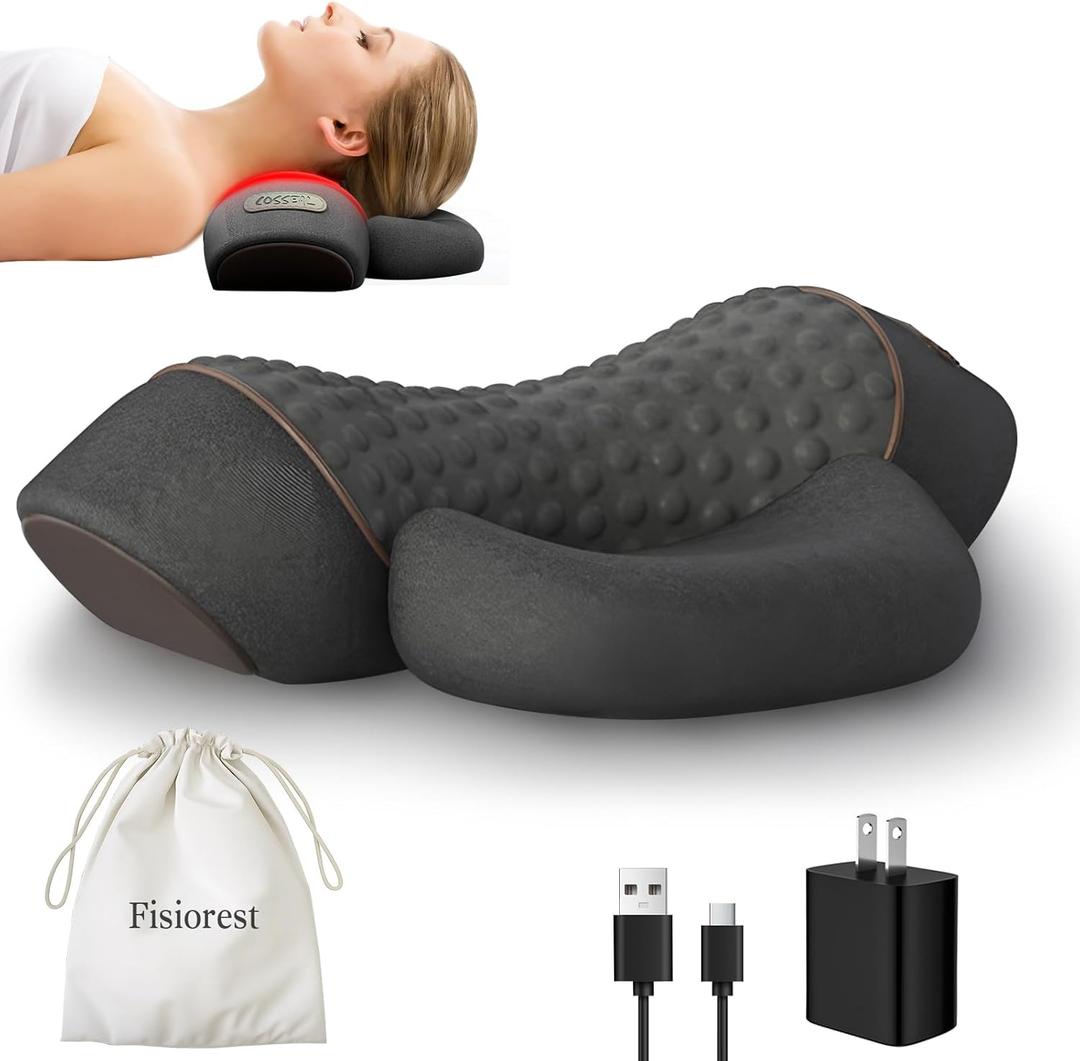 3-in-1 Neck Massager Pillow,Cervical PillowMemory Foam Pillows3D Ergonomic Cervical Pillow for Neck Back Shoulder Pain Relief (Black)