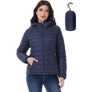 SLOW DOWN Womens Packable Puffer Jacket, Lightweight Puffer Jacket with Hood, XXL