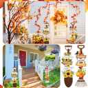 Moxweyeni 2 Sets 40" Fall Decorative Yard Signs with Stakes, Plastic Sunflowers Pumpkins Garden Yard Stake Decor for Home Lawn Pathway Front Door Fall Harvest Thanksgiving Standing