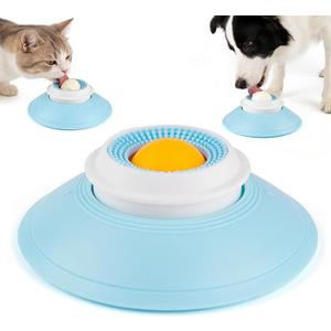 2026 New Lick Sphere Dog, Dog Cat Licks Toys, Dog Cat Licks Toys for Liquid Food, Dog Lick Bowl with Ball, Non-Slip Dogs Liquid Lickbowl Yellow Ball