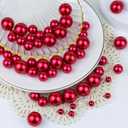 150Pcs Red Polished No Hole Faux Pearl Beads for Vase Filling Decorations, Plastic Pearls Vase Fillers, Table Scatters, Wedding Centerpiece, Home Decor, 8/14/20 mm