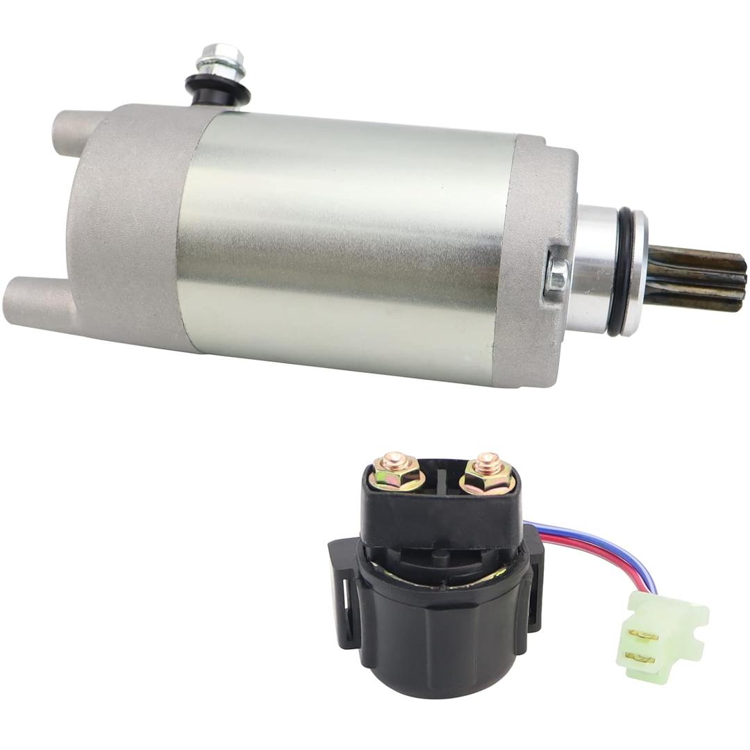 Starter Motor & Solenoid Relay for Yamaha Timberwolf 250 1992-2000, Tri-Moto 200 YTM200E 1983-1985, Tri-Moto 225 YTM225D 1983-1986, Moto-4 200 YFM200 1985-1989 29U-81800-61-00 4XE-81890-00-00