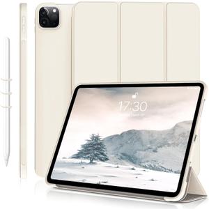 Kenke iPad Pro 11 Inch Case 4th/3rd/2nd/1st Generation 2022/2021/2020/2018 2nd Pencil Magnetic Attachment Without Pencil Holder Soft Slim TPU Cover Auto Wake/Sleep (Cream)