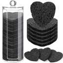 Sieral Compressed Facial Sponges with Container Disposable Face Sponge Pads for Washing Face Cleansing Exfoliating Esthetician Makeup Removal(Heart,Black)