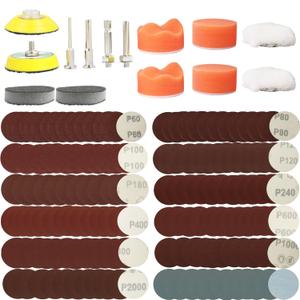 254PCS 2inch Sanding Discs Pad Variety Kit for Drill Grinder Rotary Tools Attachment with 2Pcs 1/8"&1/4" Shank Backer Plate, Sanding Pads Includes 60-3000 Grit