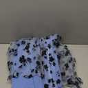 Women Floral Embroidered Maxi Dress Long Puff Sleeve Tulle Prom Dresses Belt V Neck Lantern Long Sleeve Homecoming Dresses (Blue), Size XL