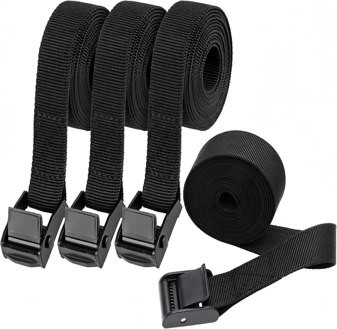 4 Pack Tie Down Straps, Small Ratchet Straps, Adjustable Heavy Duty Cam Buckle Cinch Straps, 1" x 8.2' Lashing Straps for Cargo, Truck, Luggage, Trailer, Motorcycle