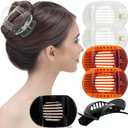 RC ROCHE ORNAMENT 6 Pcs Flat Hair Clips Round Square French Secure Strong Hold Grip Barrettes for Thick Hair Women's Styling Plastic Curve No Slip Accessories Claw Clamp, Large Clear Brown & Black (1 Count (Pack of 6))