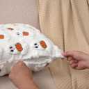 Halloween Pillow Covers 18x18 Set of 2 Double-Sided Embroidered Ghost Pumpkin Throw Pillow Cover Soft Plush Fall Decor for Home Couch Bed Living Room (White)