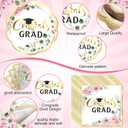 Funnymoom 452 Pcs Class of 2026 Pink Floral Graduation Decoration Party Supply for 50, Pink Gold Congrats Grad Paper Plates Napkins Cup Tablecloth Cutlery Straw for Freshly Graduated Decoration