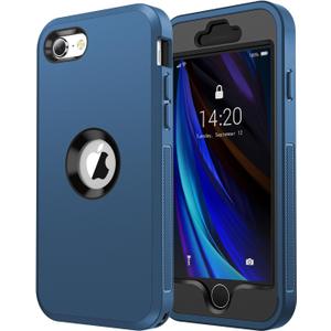 for iPhone SE Case 2022/2020,iPhone 8/7 [Shockproof] [Dropproof] [Dust-Proof] [Military Grade Drop Tested] with Non-Slip Removable Heavy Duty Full Body Phone Case 4.7 Inch-Dark Blue+Blue