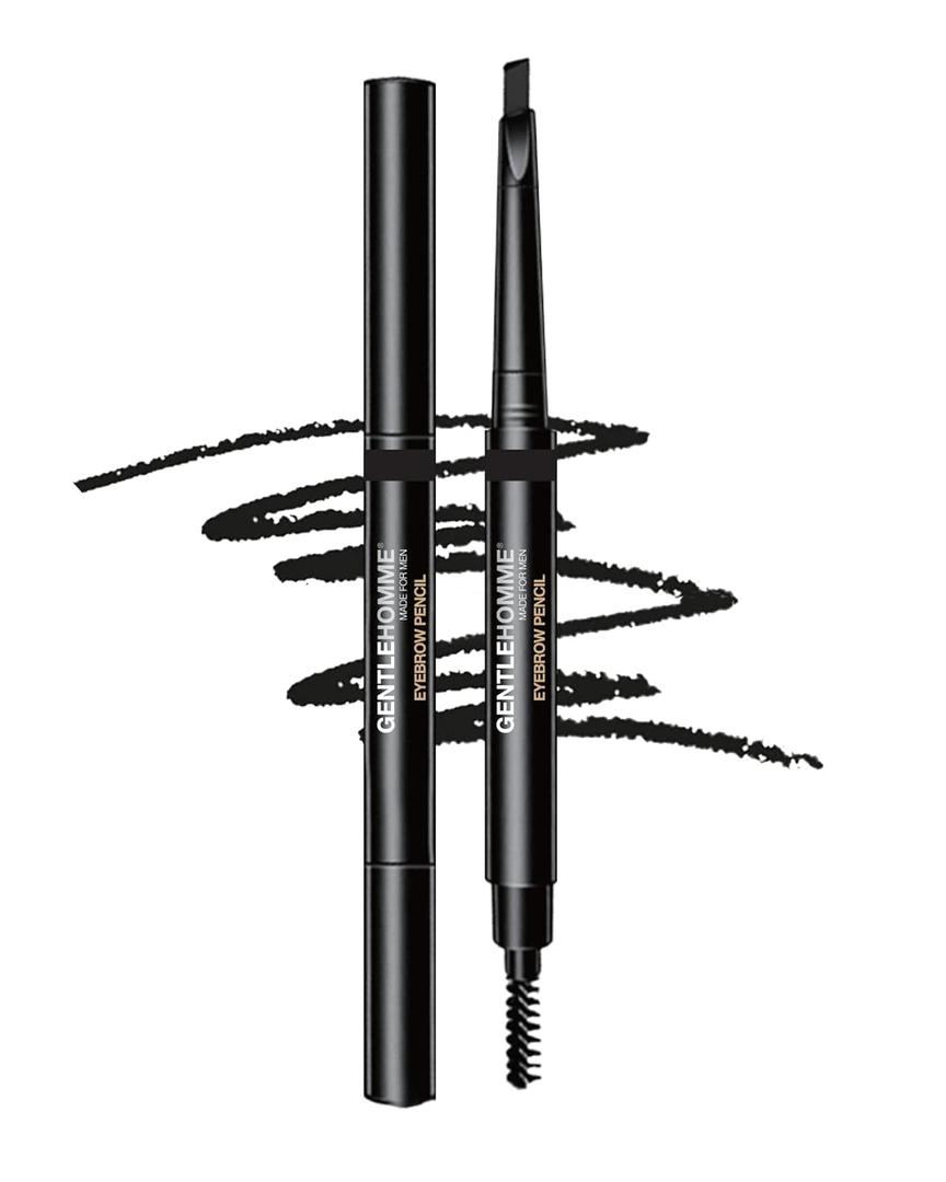 Gentlehomme - Men's 2-in-1 Eyebrow Brush & Pencil - Shape, Define & Fill In - Ultra-Thin - Long-Lasting Black - Vegan - 2 Pencils