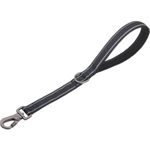 Nylon Short Dog Leash for Dog Training, Traffic Padded Handle Short Dog Lead for Training Control Reflective Threads, Pet Leashes for Dogs (Black 18.5in)