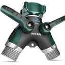 2WAYZ Hose Splitter 2 Way Heavy Duty Outdoor Faucet and Garden Connector - Water Spigot Splitter - Durable All-Metal Y Adapter with Shut-Off Valve - 4 x 4 x 1.5