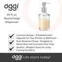 OGGI 10oz Round Glass Soap Dispenser with Satin Silver Pump  Elegant Refillable Oggi Soap Dispenser for Bathroom, Kitchen Sink, or Hand Sanitizer  Rust-Resistant Dispenser Pump for Daily Use (Clear)