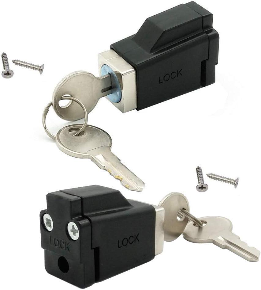 2 Pack Sliding Window Stopper Lock with 2 Keys - for Thickness 1/4" Small Frame Edge Clamp, Aluminum Alloy Windows Frame Locking Tool for Home Office Children Safety Sash Requires Drilling