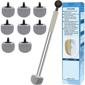 Pumice Stone for Toilet Deep Cleaning for Remove Hard Water Stains with 1 Toilet Handle+ 8 Pumice Stones