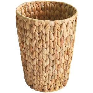 Coeusy Wicker Trash Can, Small Bathroom Trash Can, Water Hyacinth Wicker Waste Basket for Bathroom, Boho Waste Basket for Bedroom, Home Office, Compact Spaces (2 Gallon Round)