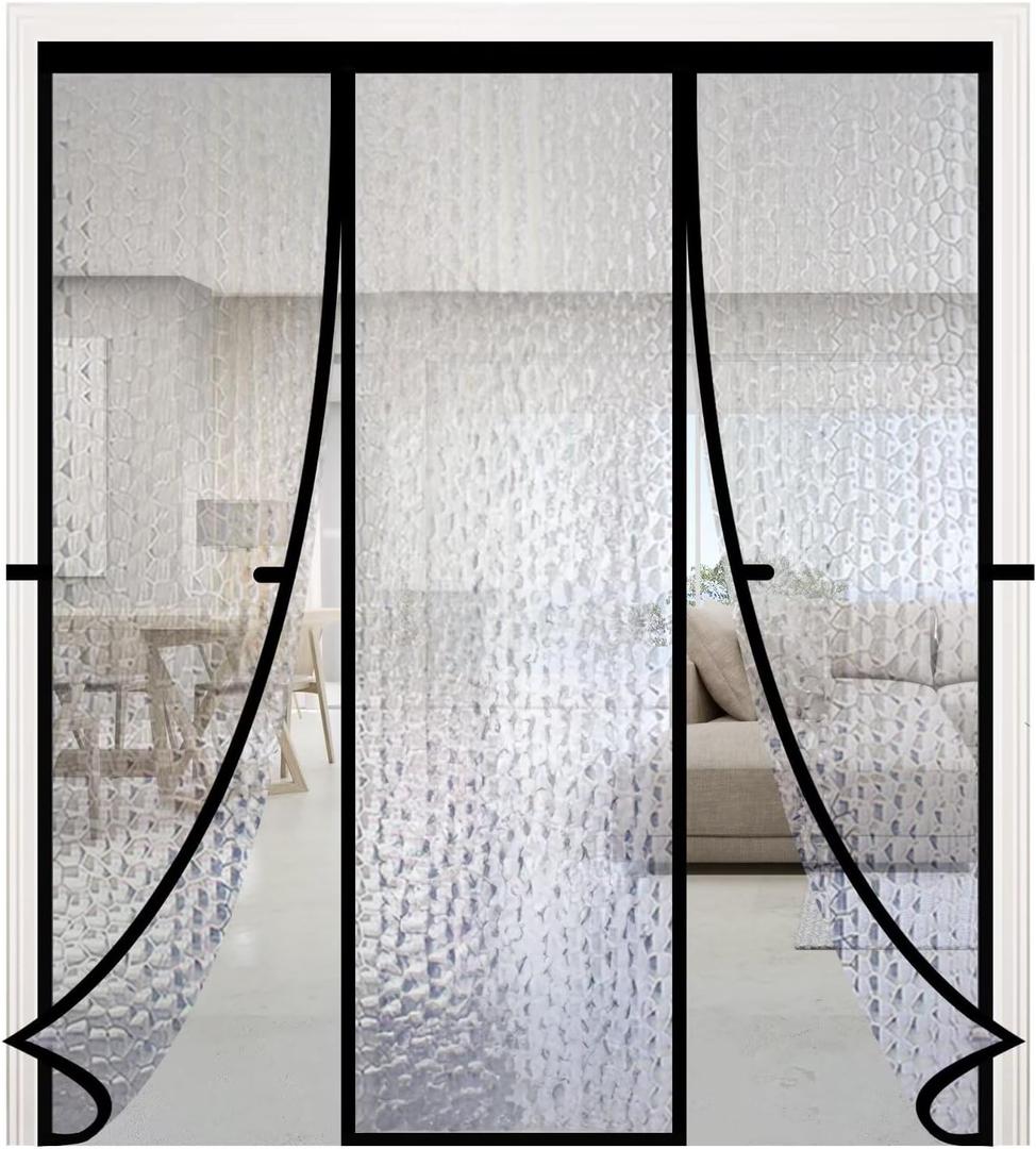 RELIANCER Magnetic Thermal Insulated Double Door Curtain,Waterproof EVA Doors Cover,Fit Doors Size 70"x78",Self-Closing Insulated Doorway Curtain Partition,Temperature Protection Thermal Door Screen