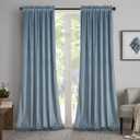 Roslynwood Stone Blue Velvet Curtains Room Darkening - Classic Solid Christmas Decorative Thermal Insulated Blackout Window Drapery for Living Room, W52 x L84-inch, 2 Panels/Rod Pocket (52"W x 84"L (Pack of 2))
