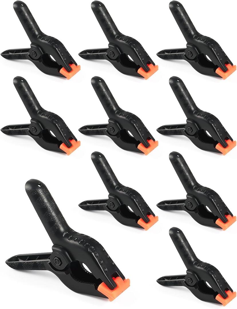 RELBRO Spring Clamps, 3.5 Inch Small Plastic Clips for Balloon Arch Backdrop Craft Decoration, Heavy Duty, Black, 10 Pack