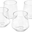 Amazon Basics Tritan Glasses, Dishwasher Safe, BPA-Free Plastic, Stemless Wine, Shatterproof, Looks Like Glass, 14-oz, Clear, Set of 3