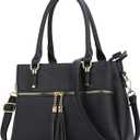 KKXIU Women Satchel Bags Handle Shoulder Handbags and Purses Pockets Zipper Leather Crossbody Bags