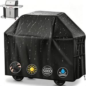 Grill Cover for Outdoor Grill, 58'' Grill Cover, 500D Heavy Duty Tear Resistant Grill Covers, Waterproof Windproof with Buckle BBQ Cover for Weber Genesis Blackstone Charbroil and More
