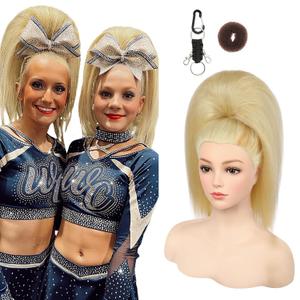 SEIKEA Cheer Ponytail Hair Piece, 100% Super Protein Fiber Straight Cheerleader Hairpiece Lightweight Silky Smooth Fluffy 18" Ponytail Extension for Cheerleader Competition, Dance Cream Blonde