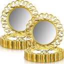 Havawish 12 Pcs 13 Inch Gold Charger Plates Bulk Mirror Chargers with Entwined Swirl Rim Round Dinner Chargers Glass Charger Plates for Table Setting Wedding Party Christmas Holiday Supplies