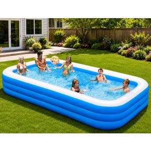 Large Inflatable Pool for Adults, 120"x70"x22" Oversized Thickened Blow Up Pool for Family, Full-Sized Swimming Pool for Backyard, Garden and Outdoor Fun