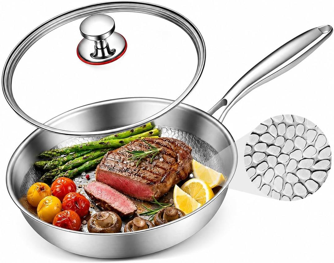 Titanium Pans for Cooking, 10/12Inch No Coating Non-stick Titanium Cookware, Best Pans for Cooking - Free of PFAS/PFOA/PTFE, Induction & Oven-Safe, Dishwasher Safe (10in), Missing Handle