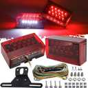 Partsam 6" Rectangular LED Combination Tail Lights Kit Red, 12V LED Submersible Sealed Rectangular Boat Trailer Stop Turn Tail License Plate Brake Running Light Kit w/25ft Wiring Harness 4Pin+Bracket