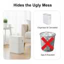 MOPALL Touchless Bathroom TrashCan with Lid, 3 Gallon / 12L Slim Motion Sensor Garbage Bin, Automatic Waste Basket for Bedroom, Office & Narrow Spaces, White & Gold