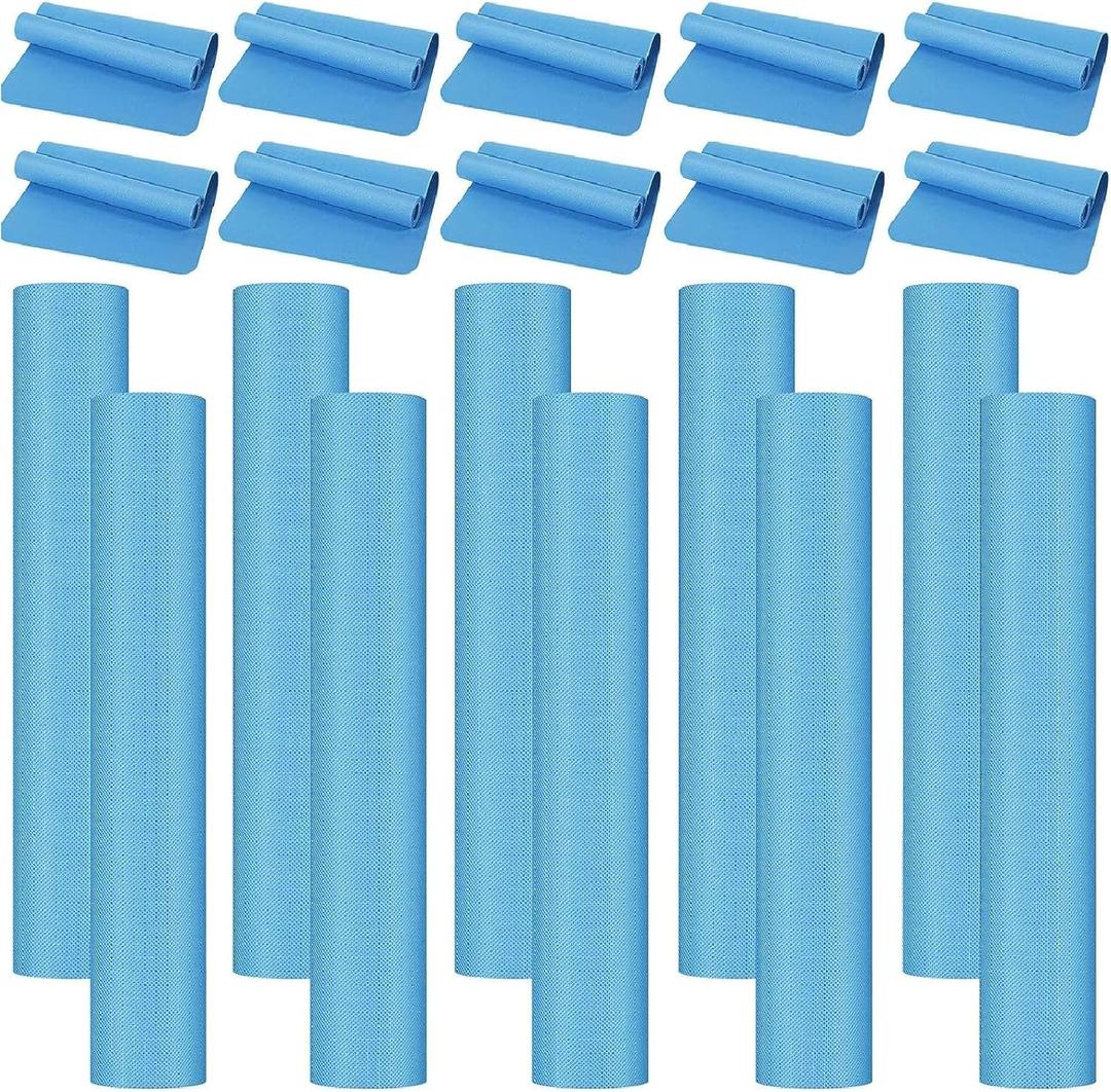 10 Pack Yoga Mats Bulk, 68'' x 24'' x 4mm Thick Yoga Mats for Kids and Adult Gym Mats Bundle Latex Free Exercise Mats with Non Slip Texture for Outdoor Yoga, Pilates or Workout (Blue)